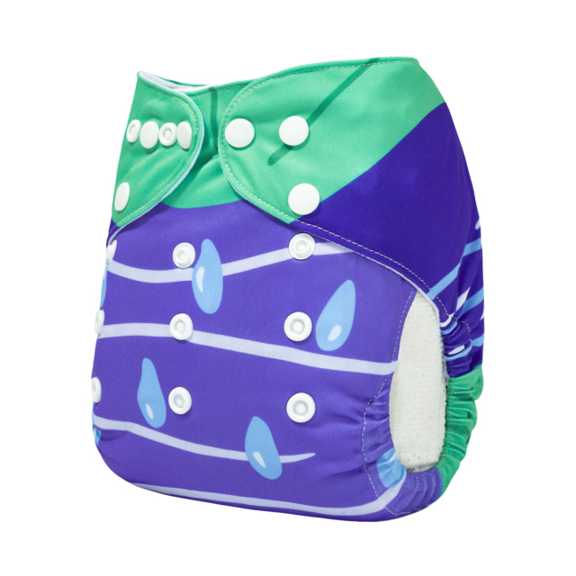 ALVABABY One Size Positioning Printed Cloth Diaper-Frog(YDP221A)