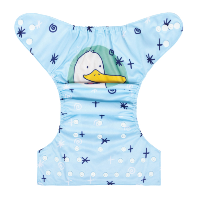 ALVABABY One Size Positioning Printed Cloth Diaper-Duck(YDP218A)