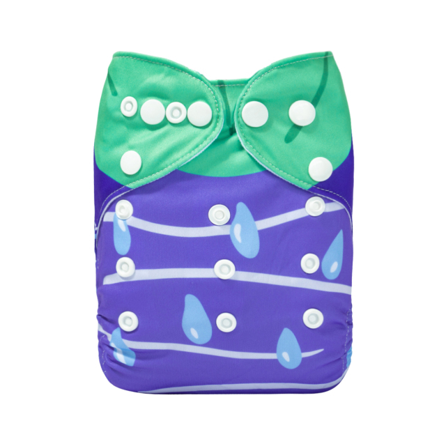 ALVABABY One Size Positioning Printed Cloth Diaper-Frog(YDP221A)