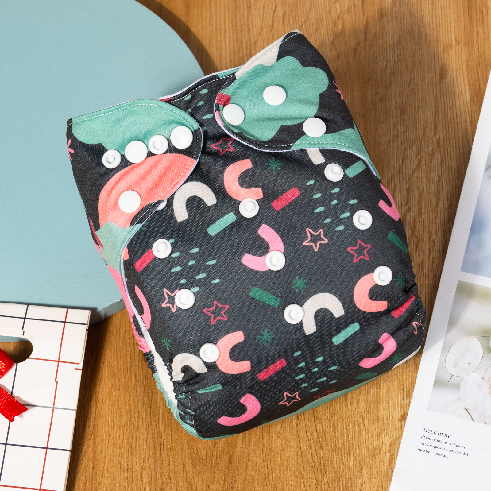 ALVABABY Positioning Cloth Diaper - One Size Adjustable Washable & Reusable Diaper for Babies and Toddlers (Bear, YDP223A)