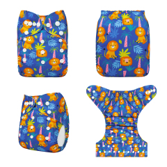 ALVABABY One Size Positioning Printed Cloth Diaper-Lion(YDP219A)