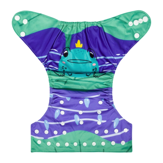 ALVABABY One Size Positioning Printed Cloth Diaper-Frog(YDP221A)