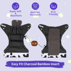 ALVABABY Double Gussets Bamboo Charcoal Diaper  with one 4-layer Charcoal Insert  (CHG-A10A)