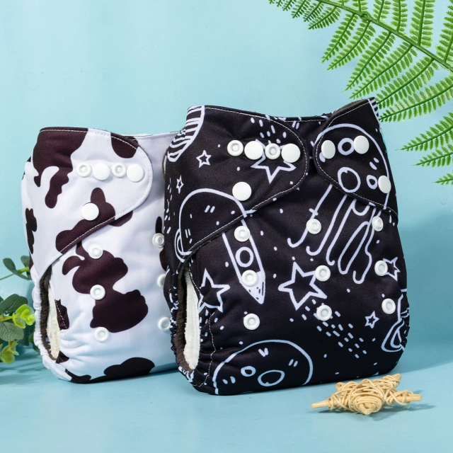 ALVABABY Double Gussets Bamboo Charcoal Diaper  with one 4-layer Charcoal Insert  (CHG-A10A)