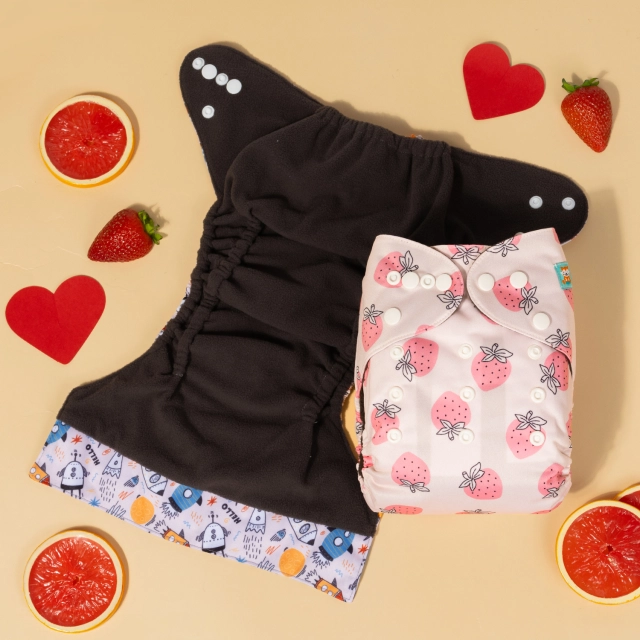 ALVABABY Double Gussets Bamboo Charcoal Diaper  with one 4-layer Charcoal Insert  (CHG-EW01A)