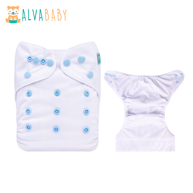 (All patterns)ALVABABY AWJ Diaper with Tummy Panel and come with 4 layers bamboo insert