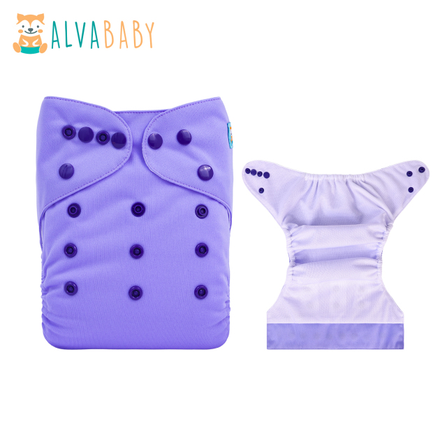 (All patterns)ALVABABY AWJ Diaper with Tummy Panel and come with 4 layers bamboo insert