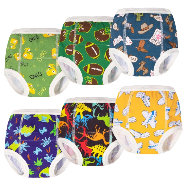 MooMoo Baby 6 Packs Cotton Training Pants Reusable Toddler Potty Training  Underwear for Boy and Girl Dinosaur-3T Blue
