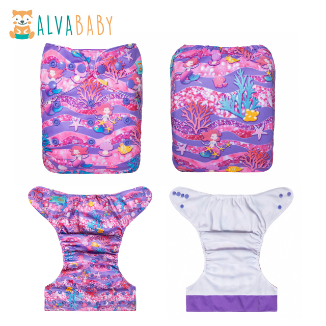 ALVABABY AWJ Lining Cloth Diaper with Tummy Panel for Babies -Planet(ED14A)