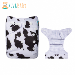 ALVABABY AWJ Lining Cloth Diaper with Tummy Panel for Babies -Cow(WJT-A10A)