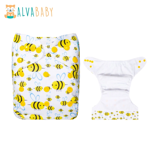 ALVABABY AWJ Lining Cloth Diaper with Tummy Panel for Babies -Bee(WJT-H117A)