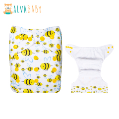 ALVABABY AWJ Lining Cloth Diaper with Tummy Panel for Babies -Bee(WJT-H117A)