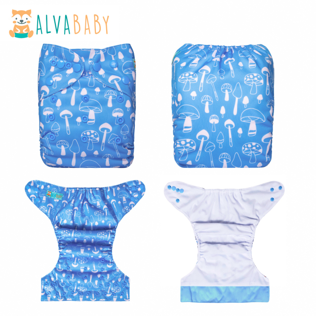 ALVABABY AWJ Lining Cloth Diaper with Tummy Panel for Babies -Mushroom(WJT-YDP215A)