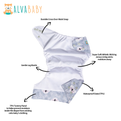 ALVABABY AWJ Lining Cloth Diaper with Tummy Panel for Babies -Hawk(ED16A)