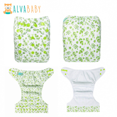 ALVABABY AWJ Lining Cloth Diaper with Tummy Panel for Babies -Leaf(WJT-H187A)