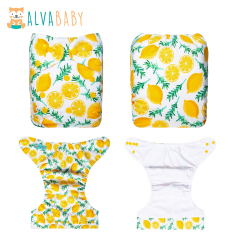 ALVABABY AWJ Lining Cloth Diaper with Tummy Panel for Babies -Lemon(WJT-H179A)