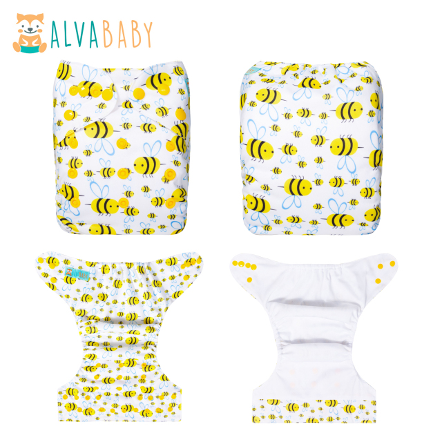 ALVABABY AWJ Lining Cloth Diaper with Tummy Panel for Babies -Bee(WJT-H117A)