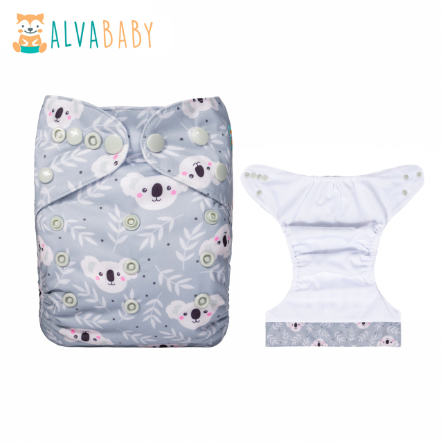 (All patterns) AWJ Cloth Diaper with Tummy Panel come with 4-layers-bamboo insert One Size