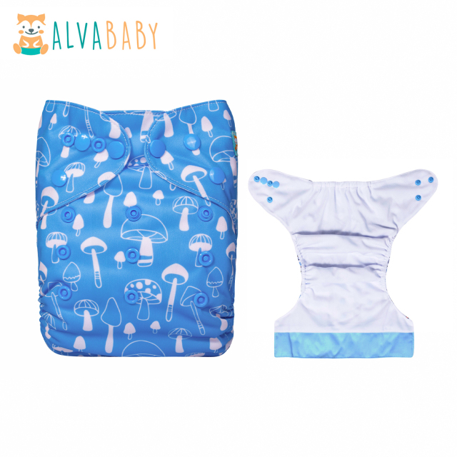 ALVABABY AWJ Lining Cloth Diaper with Tummy Panel for Babies -Mushroom(WJT-YDP215A)