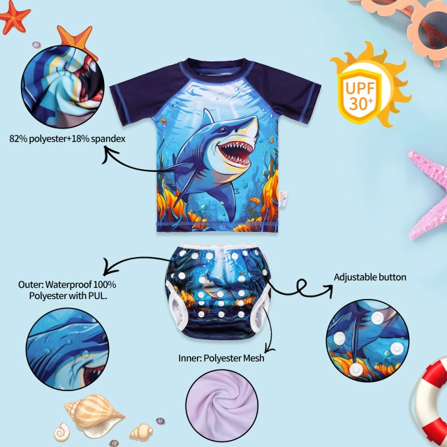 ALVABABY Toddler Baby Boy Summer Swim Suit, Infant Bathing Suit Swimwear,Tankini Swimwear (SWCJD01A)
