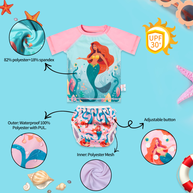 ALVABABY Toddler Baby Girl Summer Swim Suit, Infant Bathing Suit Swimwear,Tankini Swimwear (SWCJD03A)
