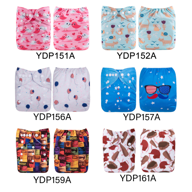 (Multi-packs) 10PCS One Size Positioning Printed Diapers