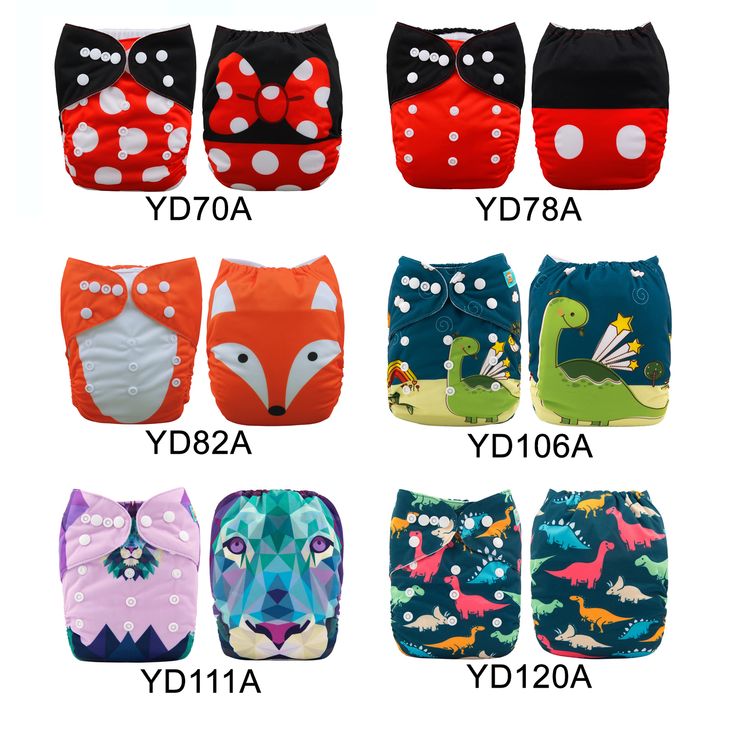 (Multi-packs) 50PCS One Size Positioning Printed Diapers With 50 Inserts