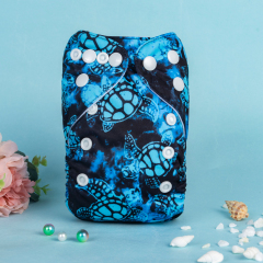 (All patterns) Newborn All In One Diaper with Pocket Sewn-in one 4-Layer-Bamboo Insert Newborn Cloth Diapers Adjustable Washable Reusable for Baby Girls and Boys