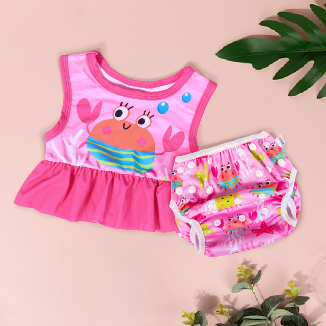 ALVABABY Toddler Baby Girl Summer Swim Suit, Infant Bathing Suit Swimwear Sleeveless,Tankini Swimwear (SWTD03A)