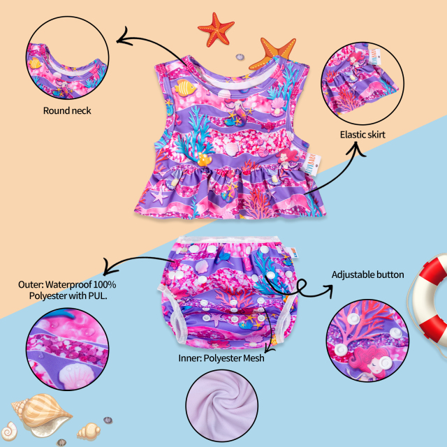 ALVABABY Toddler Baby Girl Summer Swim Suit, Infant Bathing Suit Swimwear Sleeveless,Tankini Swimwear (SWTD01A)