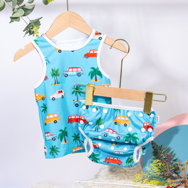 ALVABABY Toddler Baby Boy Summer Swim Suit, Infant Bathing Suit Swimwear Sleeveless,Tankini Swimwear (12)
