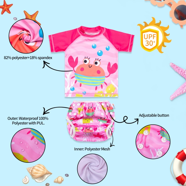 ALVABABY Toddler Baby Gril Summer Swim Suit, Infant Bathing Suit Swimwear,Tankini Swimwear (SWCJD07A)