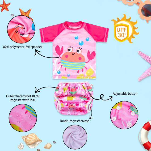 ALVABABY Toddler Baby Gril Summer Swim Suit, Infant Bathing Suit Swimwear,Tankini Swimwear (SWCJD07A)