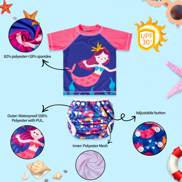 ALVABABY Toddler Baby Girl Summer Swim Suit, Infant Bathing Suit Swimwear,Tankini Swimwear (SWCJD09A)