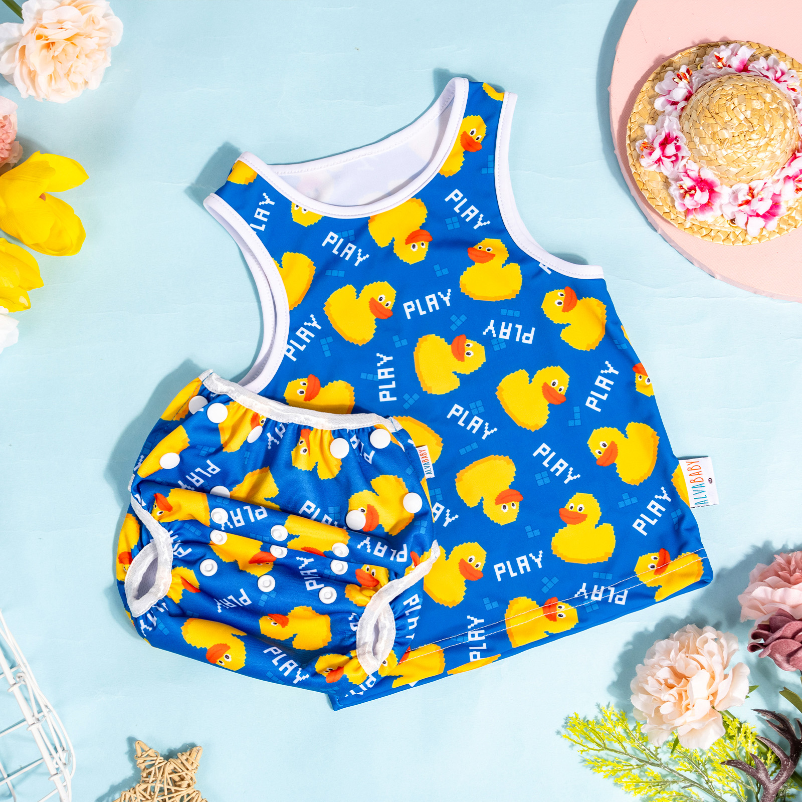 ALVABABY Toddler Baby Boy Summer Swim Suit, Infant Bathing Suit Swimwear Sleeveless,Tankini Swimwear (Z/SWT11A)