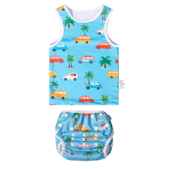 ALVABABY Toddler Baby Boy Summer Swim Suit, Infant Bathing Suit Swimwear Sleeveless,Tankini Swimwear (12)