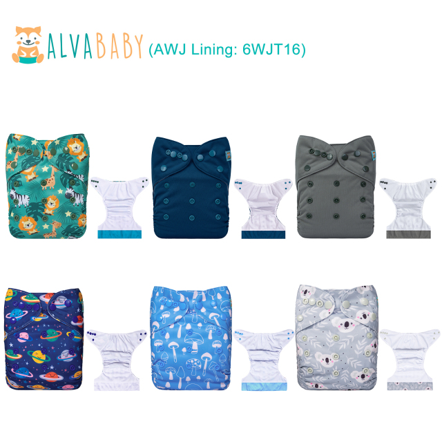 (Facebook Live) 6PCS AWJ Diapers with Tummy Panels with 6pcs 4-layer-bamboo-inserts