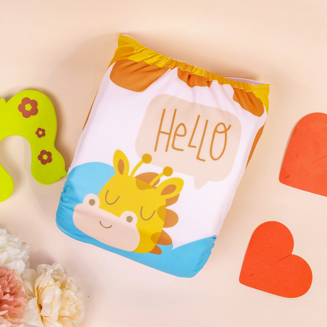 ALVABABY One Size Positioning Printed Cloth Diaper-Giraffe(YDP227A)