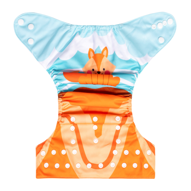 ALVABABY One Size Positioning Printed Cloth Diaper-Fox(YDP228A)