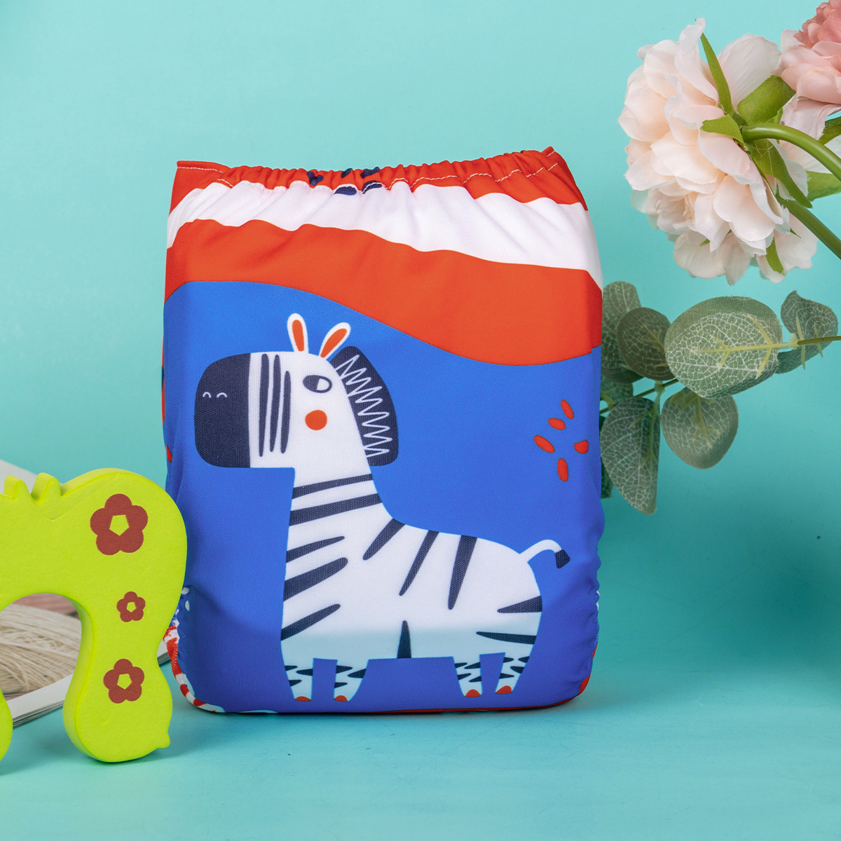 ALVABABY Positioning Cloth Diaper - One Size Adjustable Washable & Reusable Diaper for Babies and Toddlers (Zebra, YDP224A)