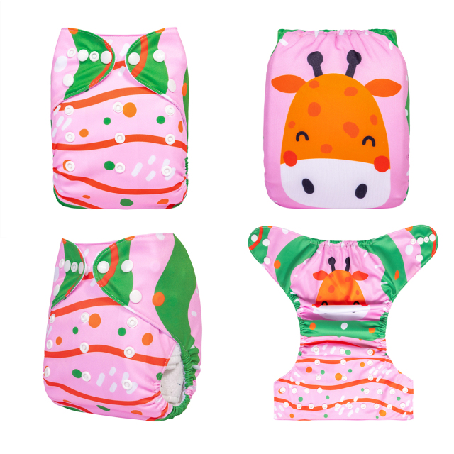 ALVABABY One Size Positioning Printed Cloth Diaper-Deer(YDP225A)