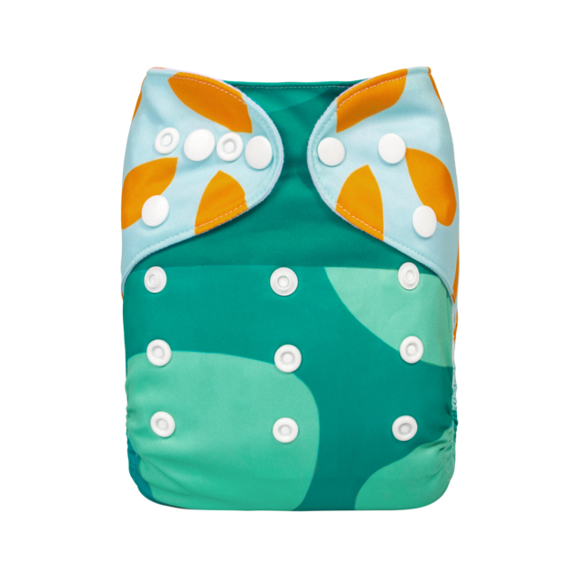 ALVABABY One Size Positioning Printed Cloth Diaper-Turtle(YDP226A)