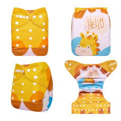 ALVABABY One Size Positioning Printed Cloth Diaper-Giraffe(YDP227A)
