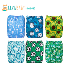 (All Packs)Baby Cloth Diapers 6 Pack with 12pcs 4-Layer Bamboo Inserts One Size Adjustable Washable Reusable for Baby Girls and Boys