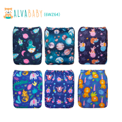 (All Packs)Baby Cloth Diapers 6 Pack with 12pcs 4-Layer Bamboo Inserts One Size Adjustable Washable Reusable for Baby Girls and Boys