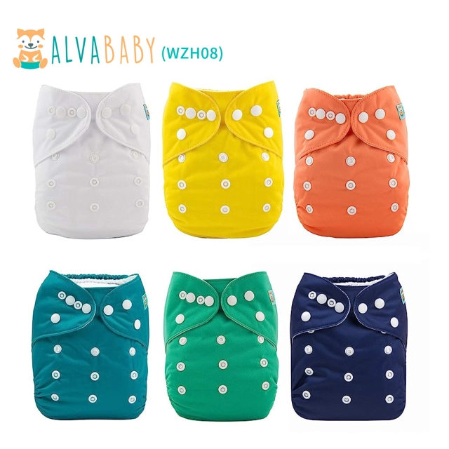 ALVABABY Newborn Cloth Diapers Pocket for Less Than 12pounds Cloth Diaper  6pcs with 12 Insert 6SVB03 Snaps Pure Color 03 6 Count (Pack of 1)