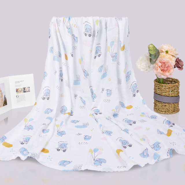 Bamboo Cotton Muslin Swaddle Blankets Swaddle Wrap Receiving Blankets 2 Layers Baby Muslin Blankets for Boys and Girls