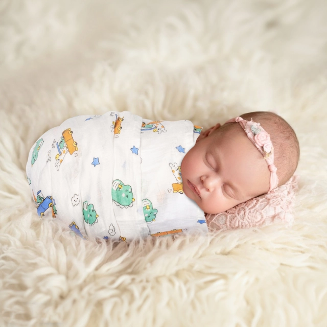 Bamboo Cotton Muslin Blankets Baby Muslin Swaddle Blankets Swaddle Wrap 2 Layers Receiving Blankets for Boys and Girls(ZMT07)