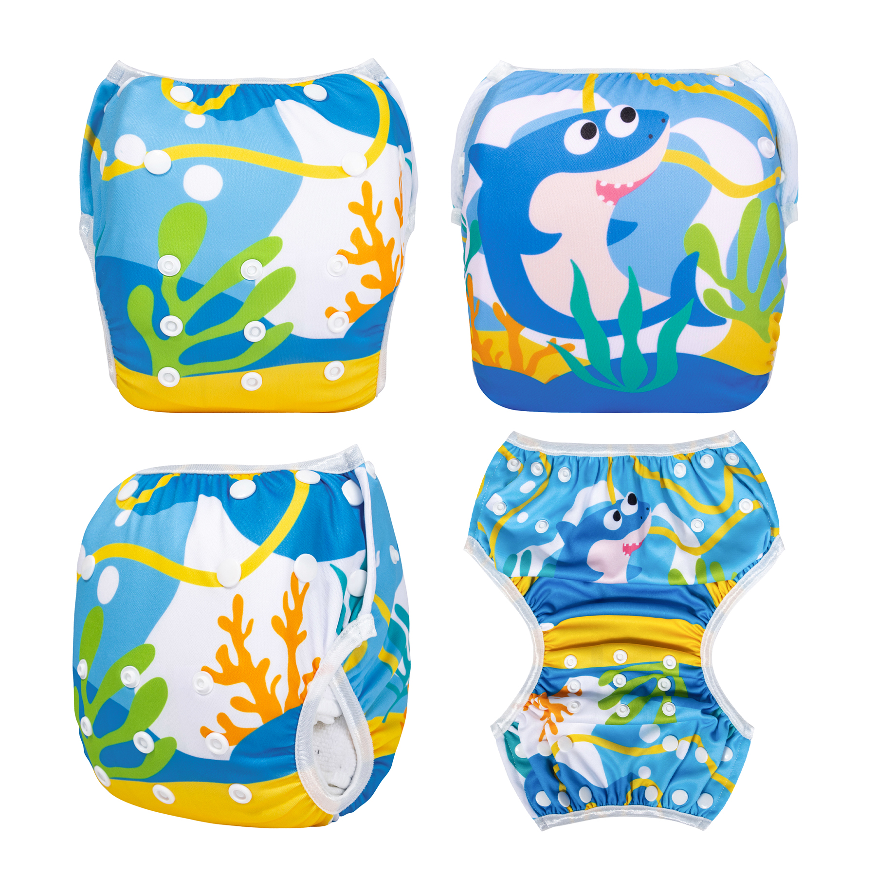 ALVABABY Reusable Swim Diaper - Adjustable One Size Swimwear for Infants & Toddlers (Dolphin, SWD-BS93A)
