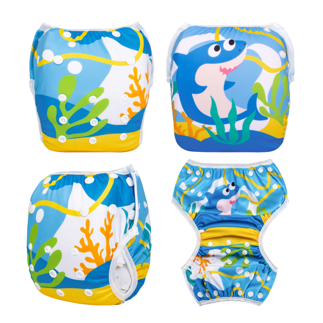 ALVABABY One Size Positioning  Printed Swim Diaper -Dolphin(SWD-BS93A)